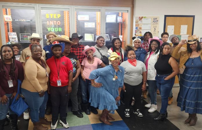  staff and students dressed in cowboys attire
